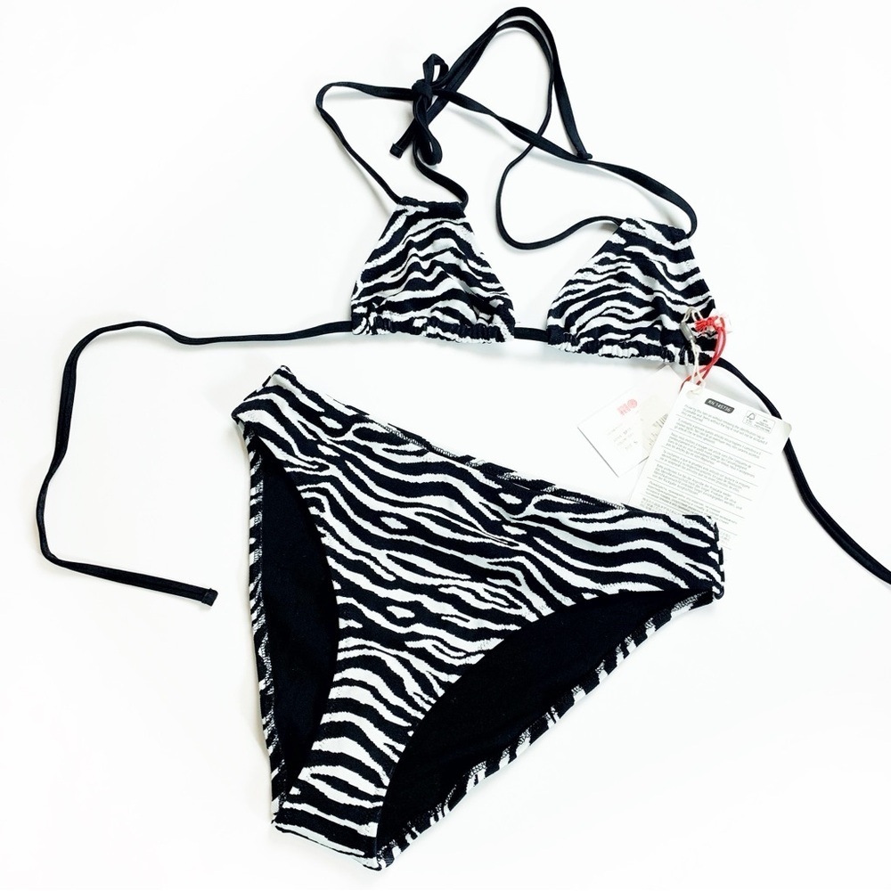 Solid & Striped Zebra Bikini Set S Black White NWT Designer Swimwear Luxury